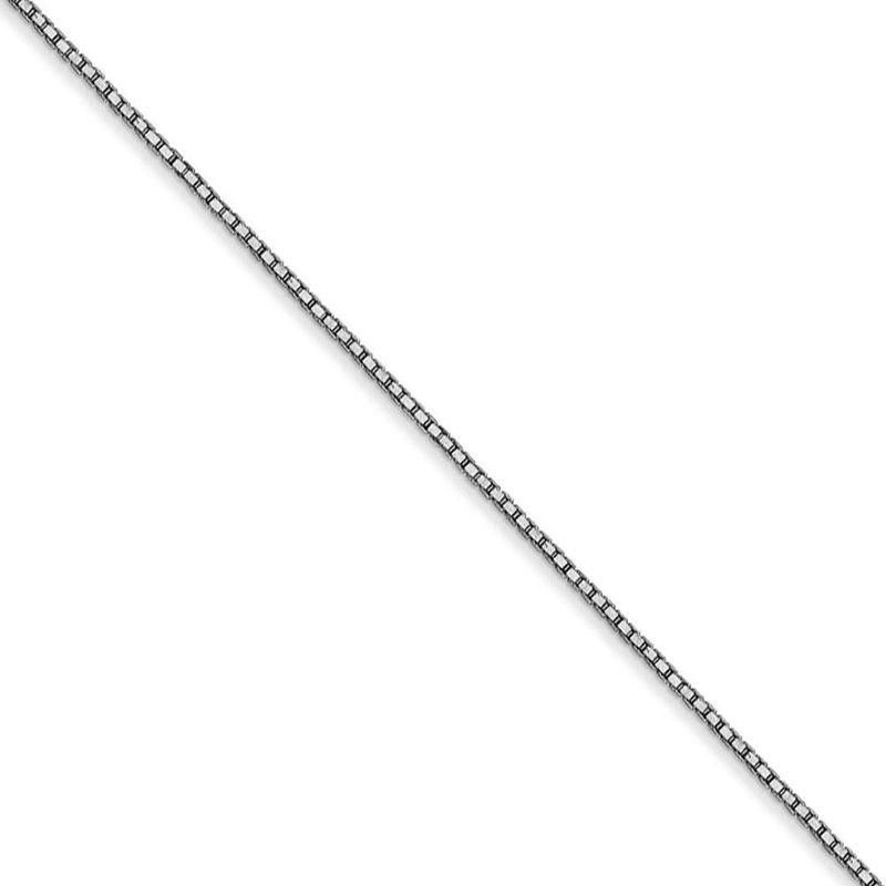 0.8mm 10k White Gold Classic Box Chain Necklace, 20 Inch